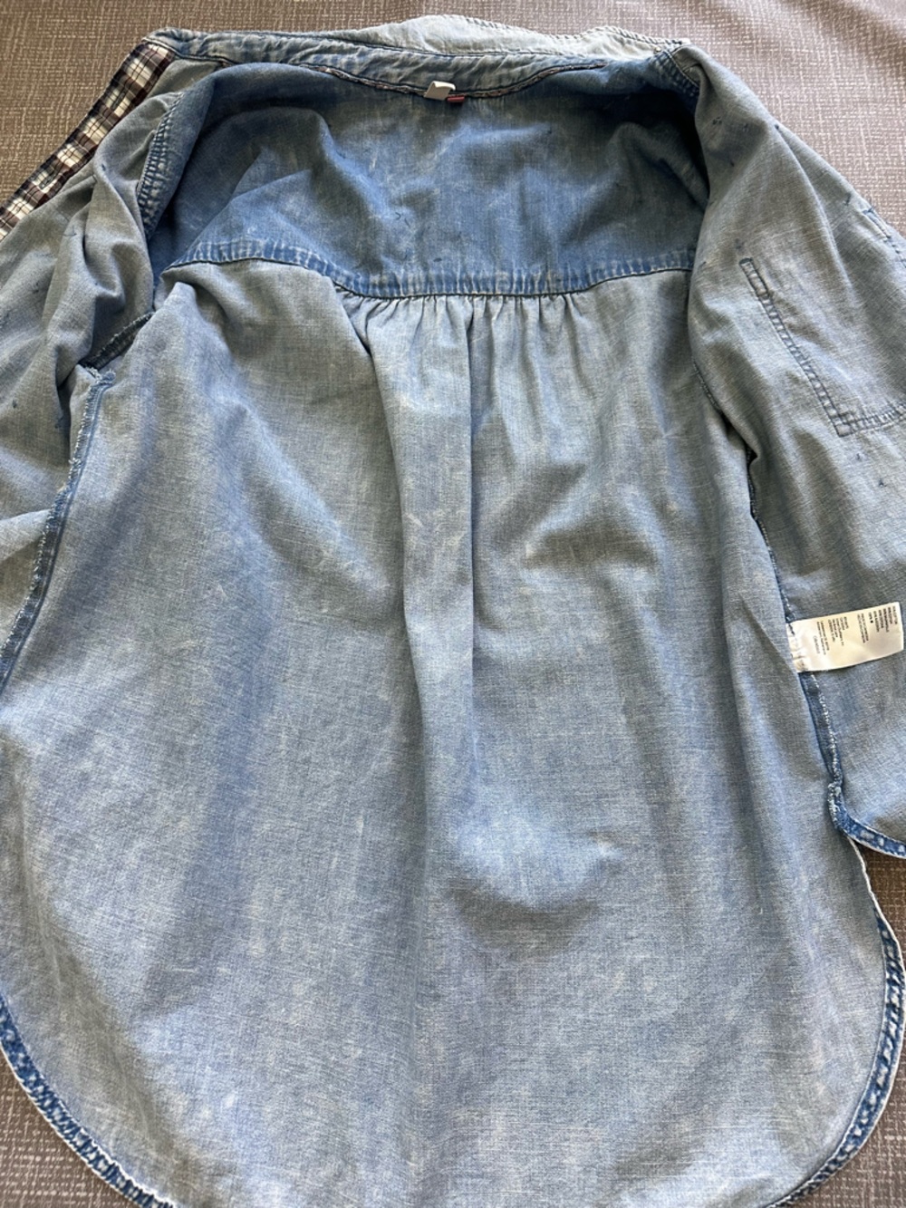 Anthropologie Pilcro Studded Denim Button Down Shirt S Blue Cotton Oversized - Picture 8 of 16